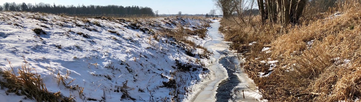 Die Zarnow vereist im Winter