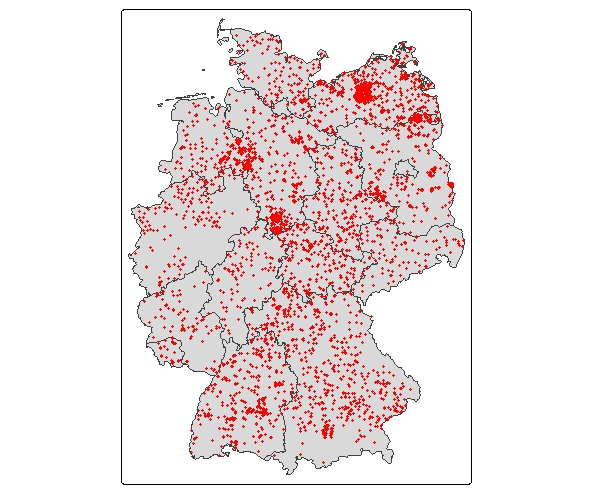 Räumliche Verteilung der Aufnahmen